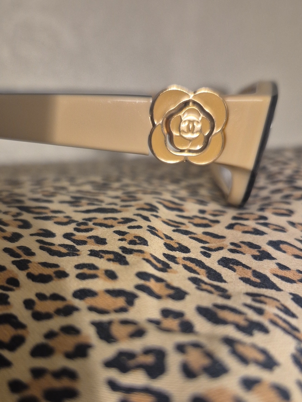 Authentic CHANEL 3131 Eyeglasses Beige with Gold Camellia Accent (Frame)